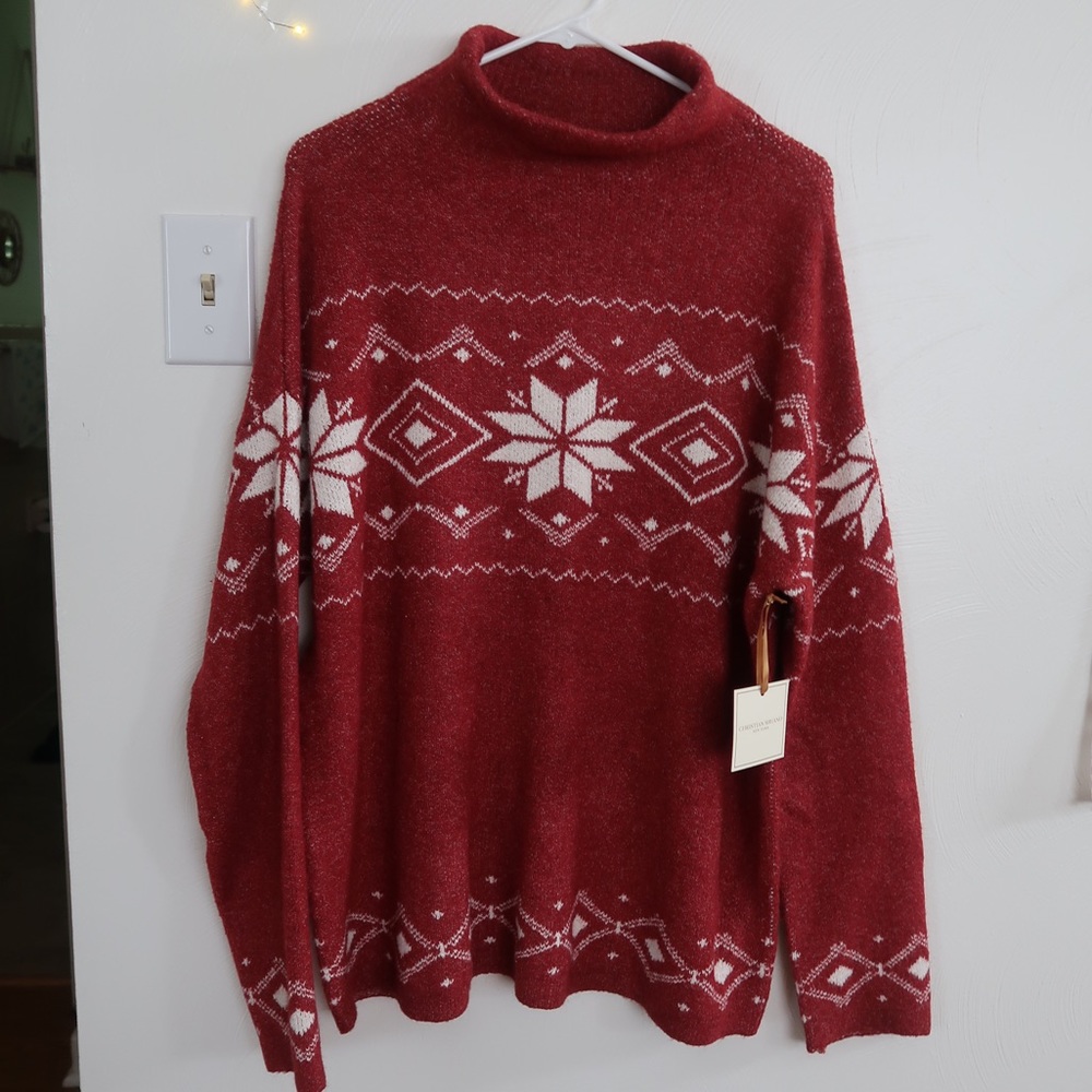 Super Soft Snowflake Mock Neck Sweater